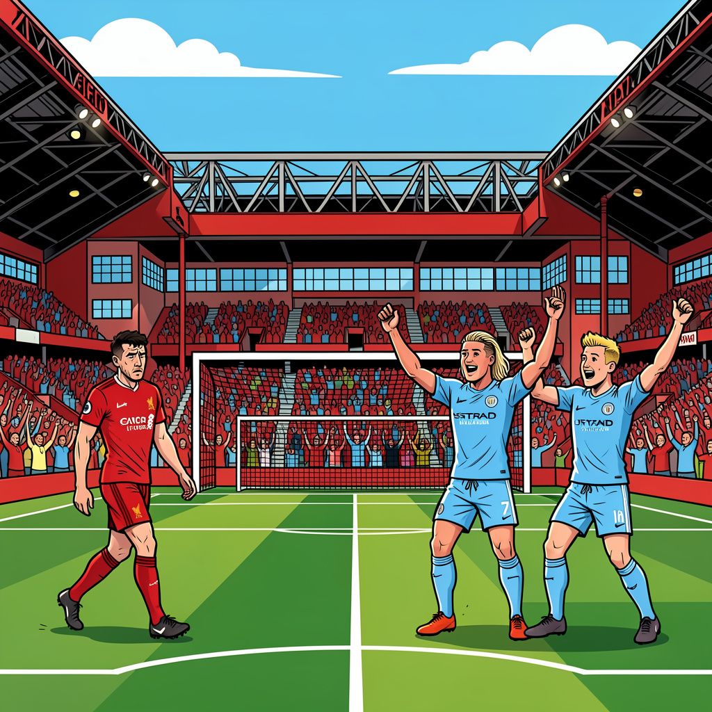 Manchester City verslaat Liverpool met ruime cijfers op een vijandig Anfield.