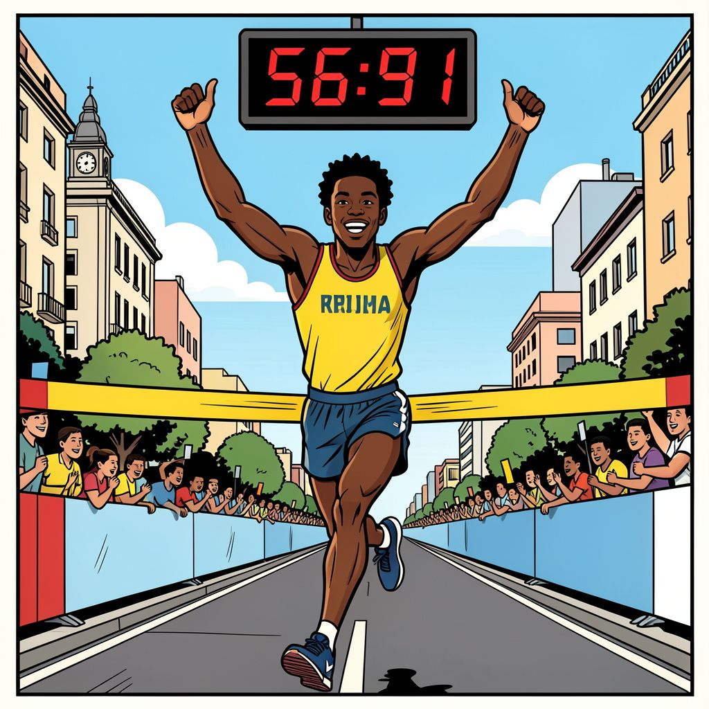 Yomif Kejelcha verpulvert het wereldrecord op de halve marathon.