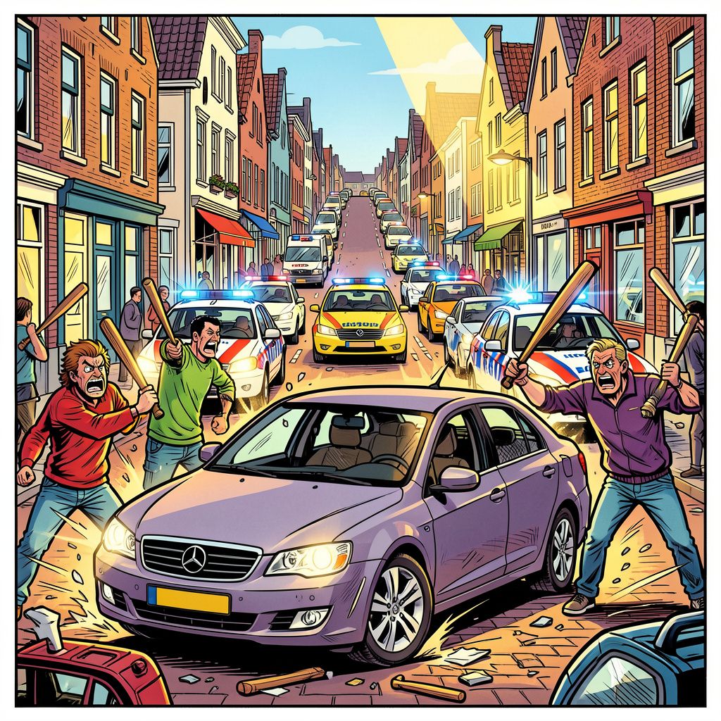 Een simpele botsing in Oisterwijk ontaardt in een complete veldslag met slagwapens.