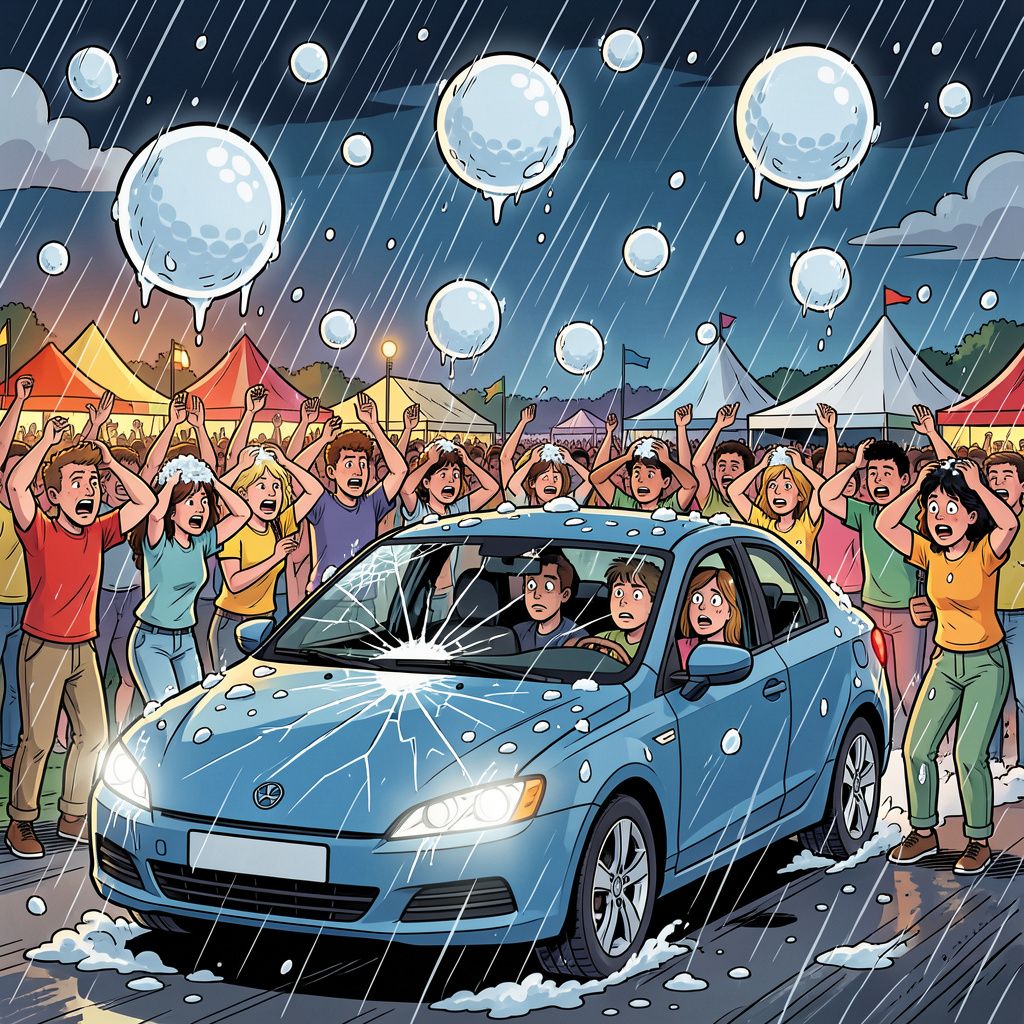 Hagelstenen zo groot als golfballen sloegen zaterdagavond neer op Belgische festivalgangers