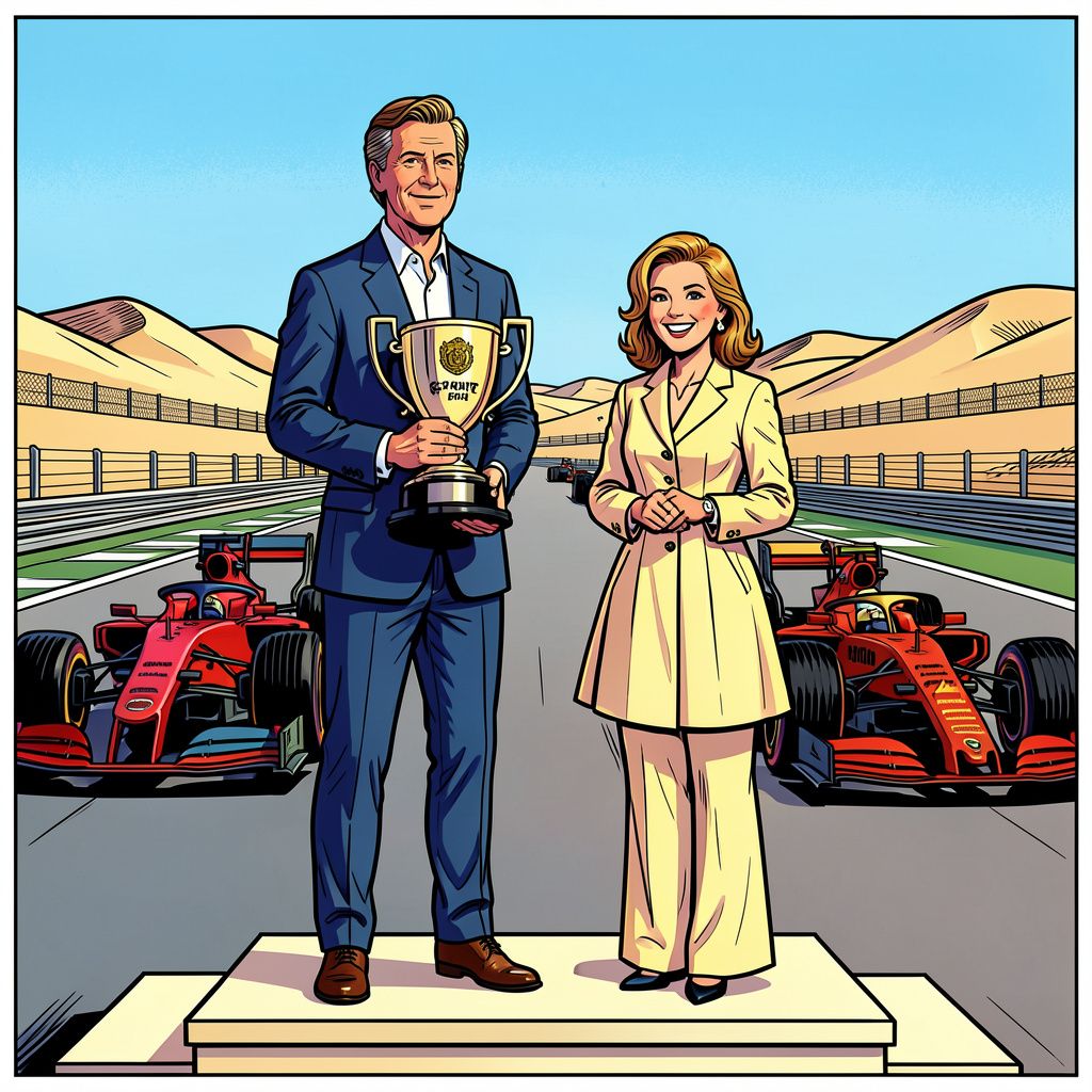 Koning Willem-Alexander reikt de beker uit tijdens de allerlaatste Grand Prix van Zandvoort.