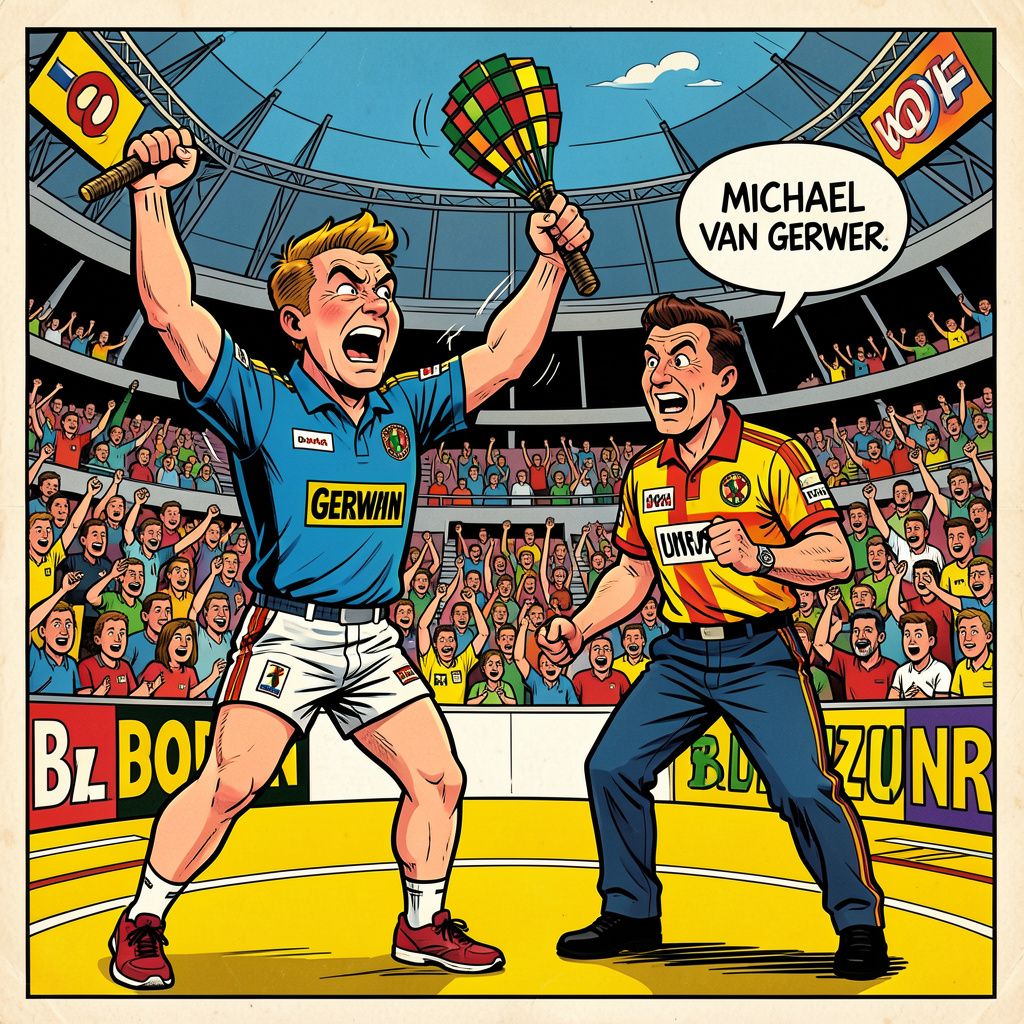 Van Gerwen vernedert Duitse darter na 'grappige' opmerking: 'Hij gaat me nooit verslaan'