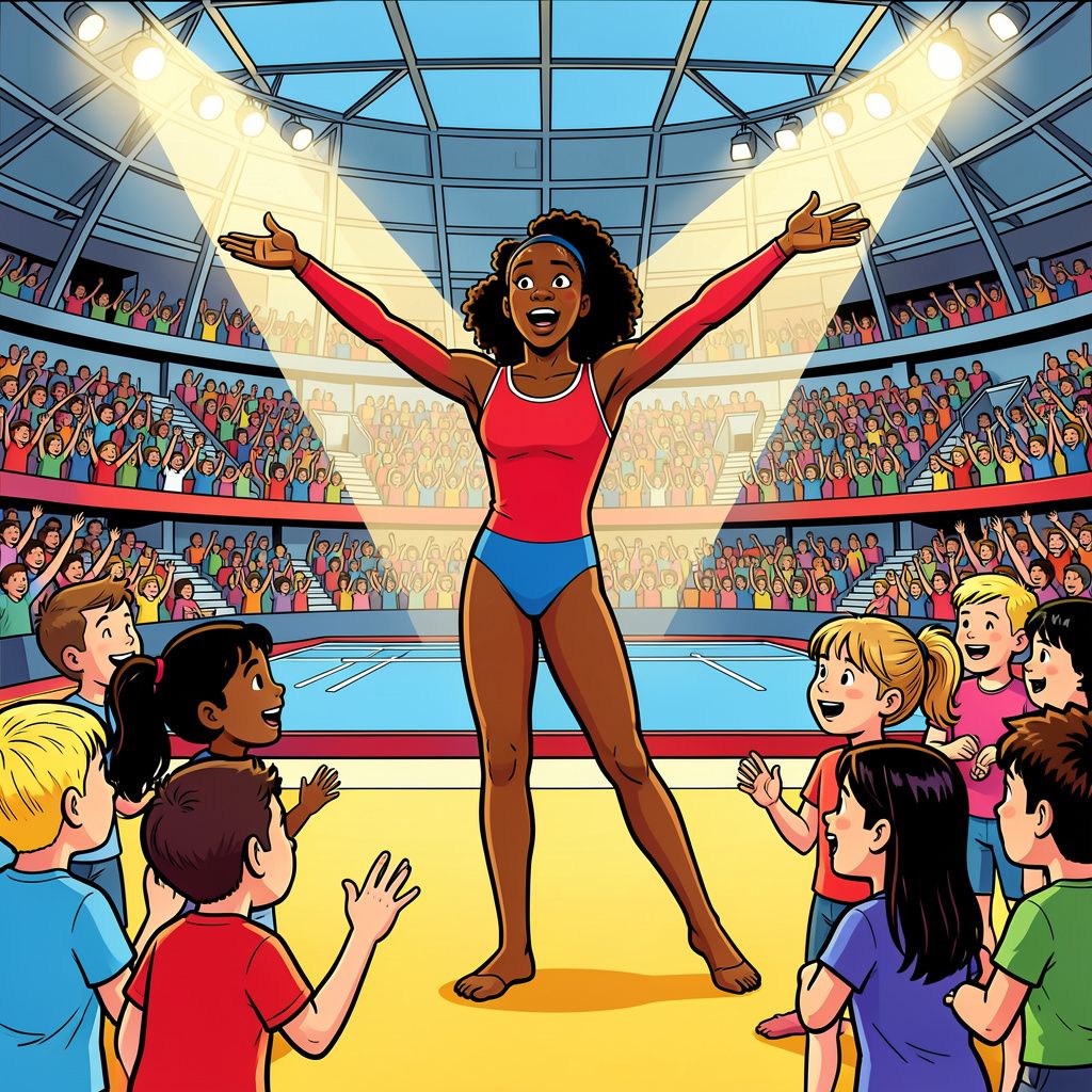 Simone Biles verrast jong publiek in Rotterdam met een bliksembezoek.