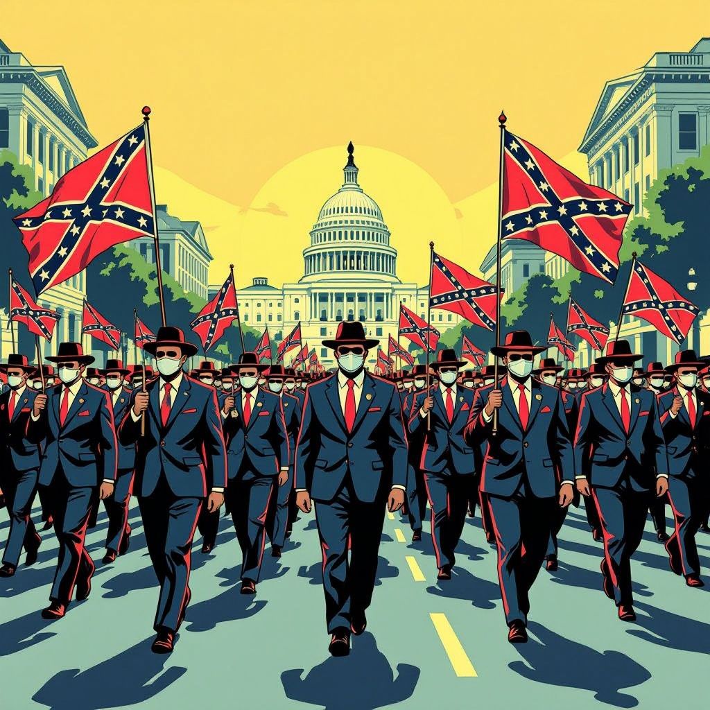 Honderden gemaskerde neofascisten marcheren onverwacht door Washington.