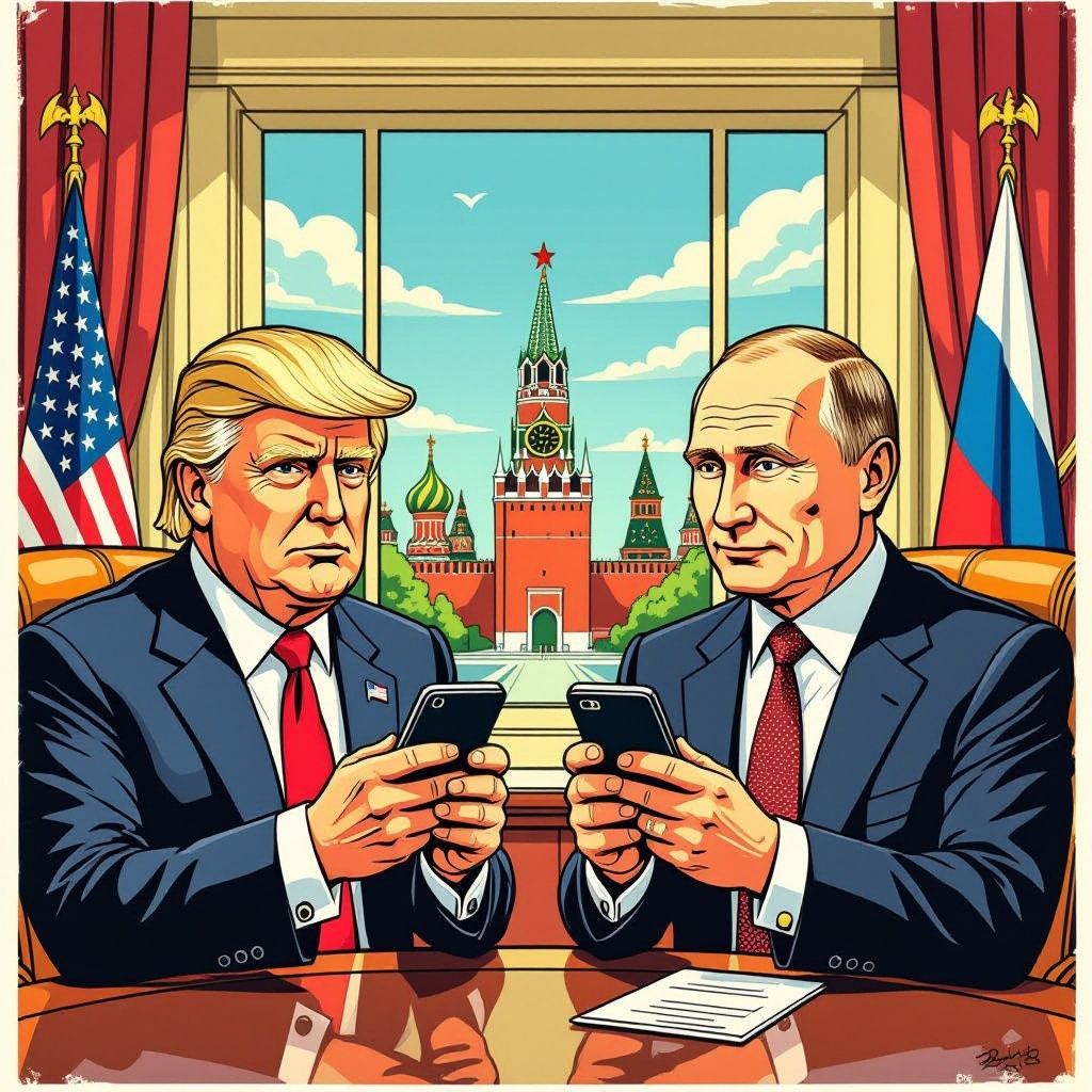 Donald Trump belt vlak voor de NAVO-top bijna anderhalf uur met Vladimir Poetin over vrede in Oekraïne.