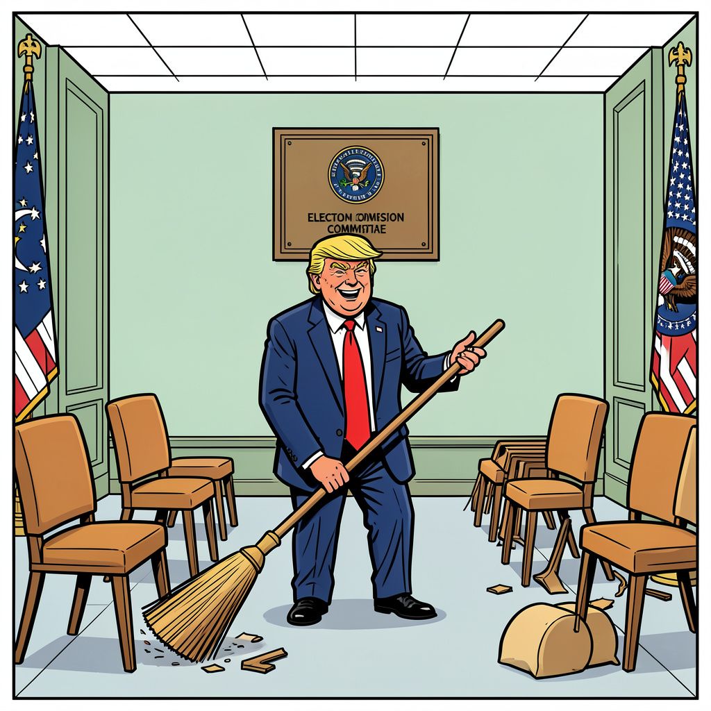 President Trump zet de Amerikaanse verkiezingscommissie buitenspel door alle leden te ontslaan.