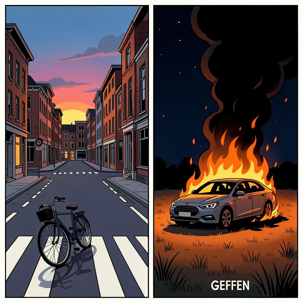 Een dodelijke aanrijding in Oss krijgt een bizar staartje wanneer de vluchtauto brandend opduikt.