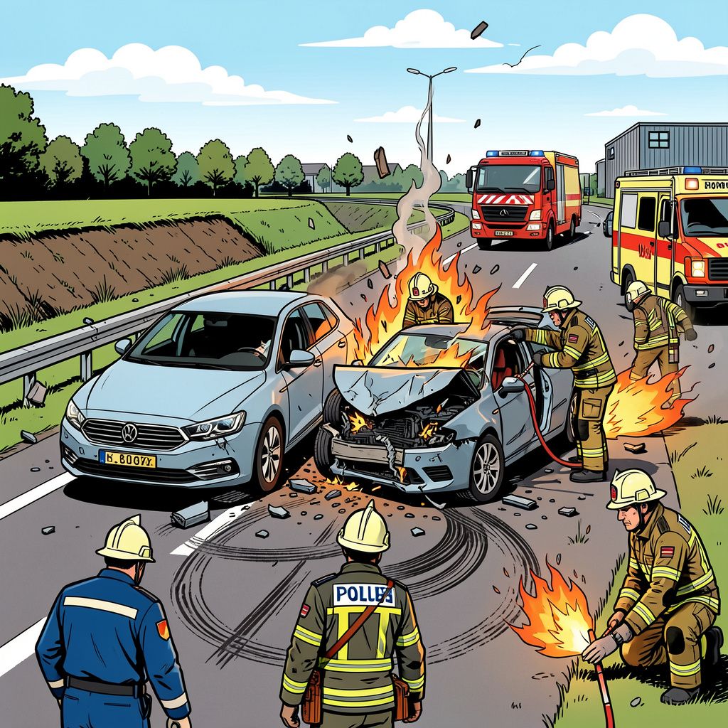 Twee auto's botsen zo hard op elkaar in Utrecht dat de brokstukken over de sloot vliegen.