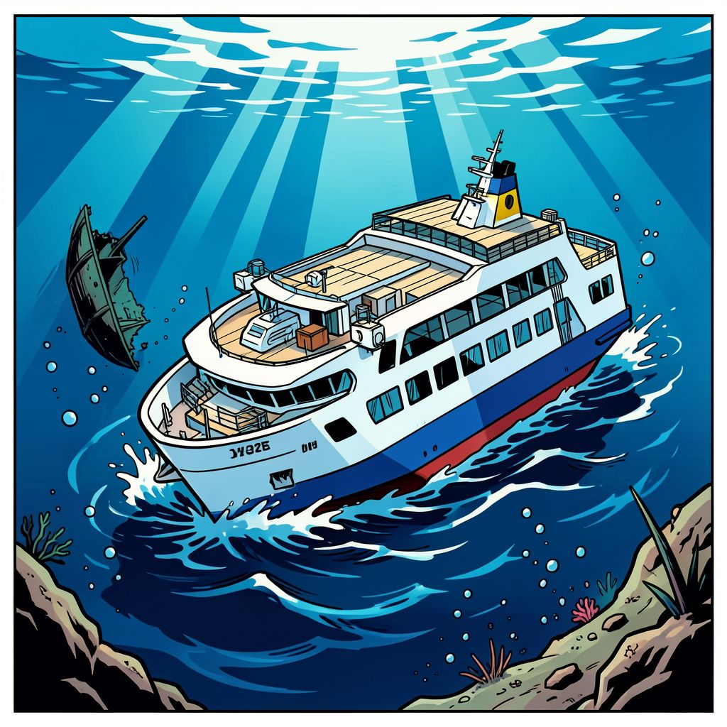 Een veerboot kapseist voor de kust van Noord-Cyprus en zinkt naar een extreme diepte.