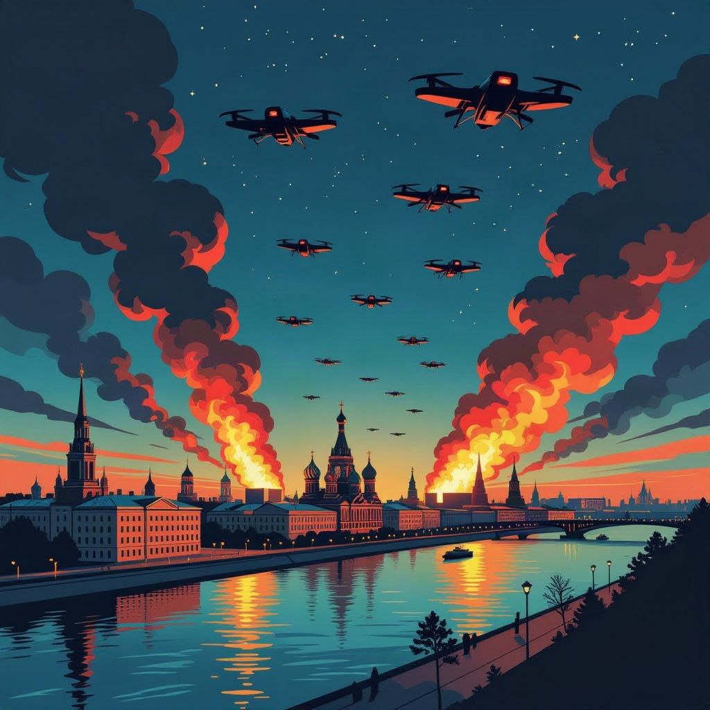 Oekraïense drones treffen Sint-Petersburg massaal in de nacht van 18 oktober 2026.