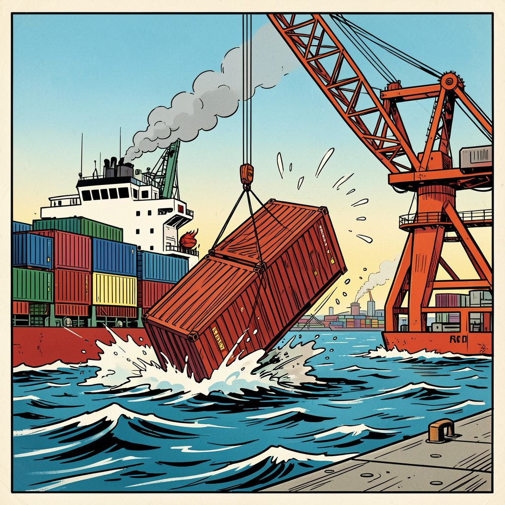 Container met gevaarlijke stoffen stort neer op schip in Rotterdamse haven