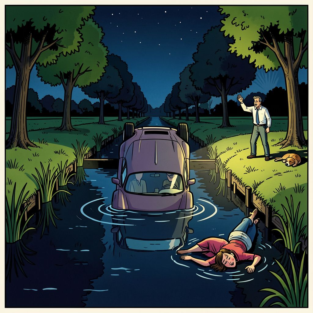 In het Friese Rohel is een auto op de kop in het water beland na een heftig ongeluk.