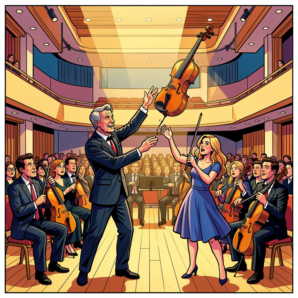 Dirigent slaat miljoenviool uit handen violiste en iedereen houdt de adem in