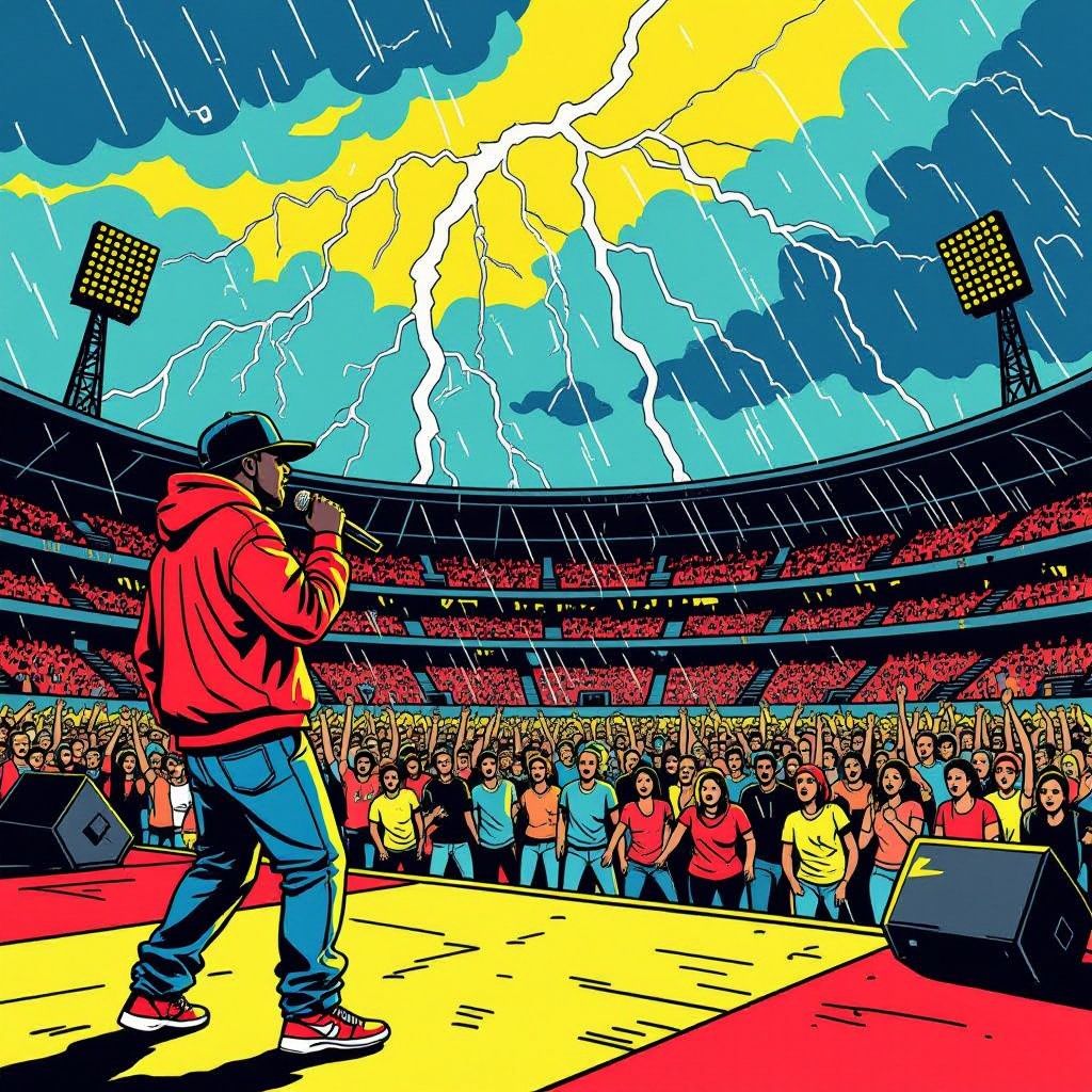 Hevig onweer jaagt duizenden fans van Lil Kleine het Olympisch Stadion uit.