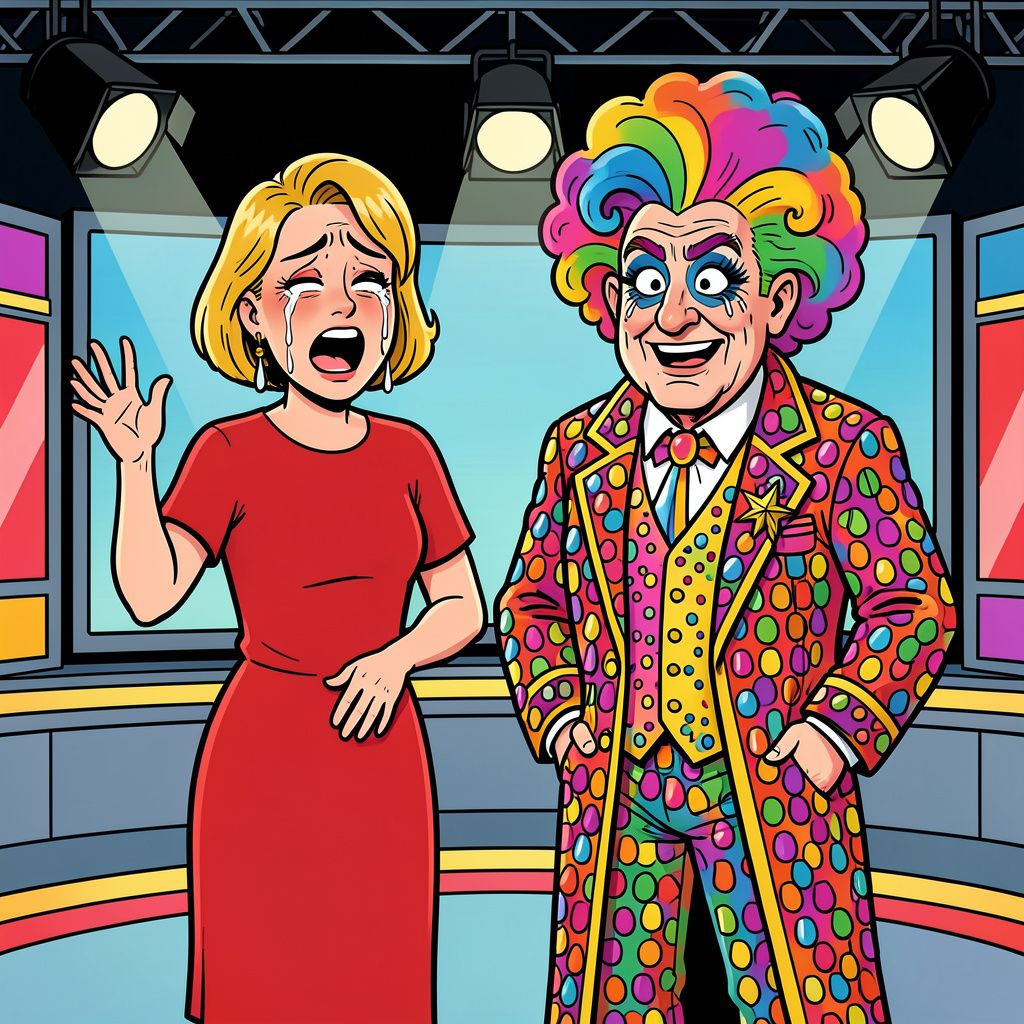 Presentatrice Carrie ten Napel barst in tranen uit wanneer haar 82-jarige vader Evert plotseling tevoorschijn komt als dragqueen.