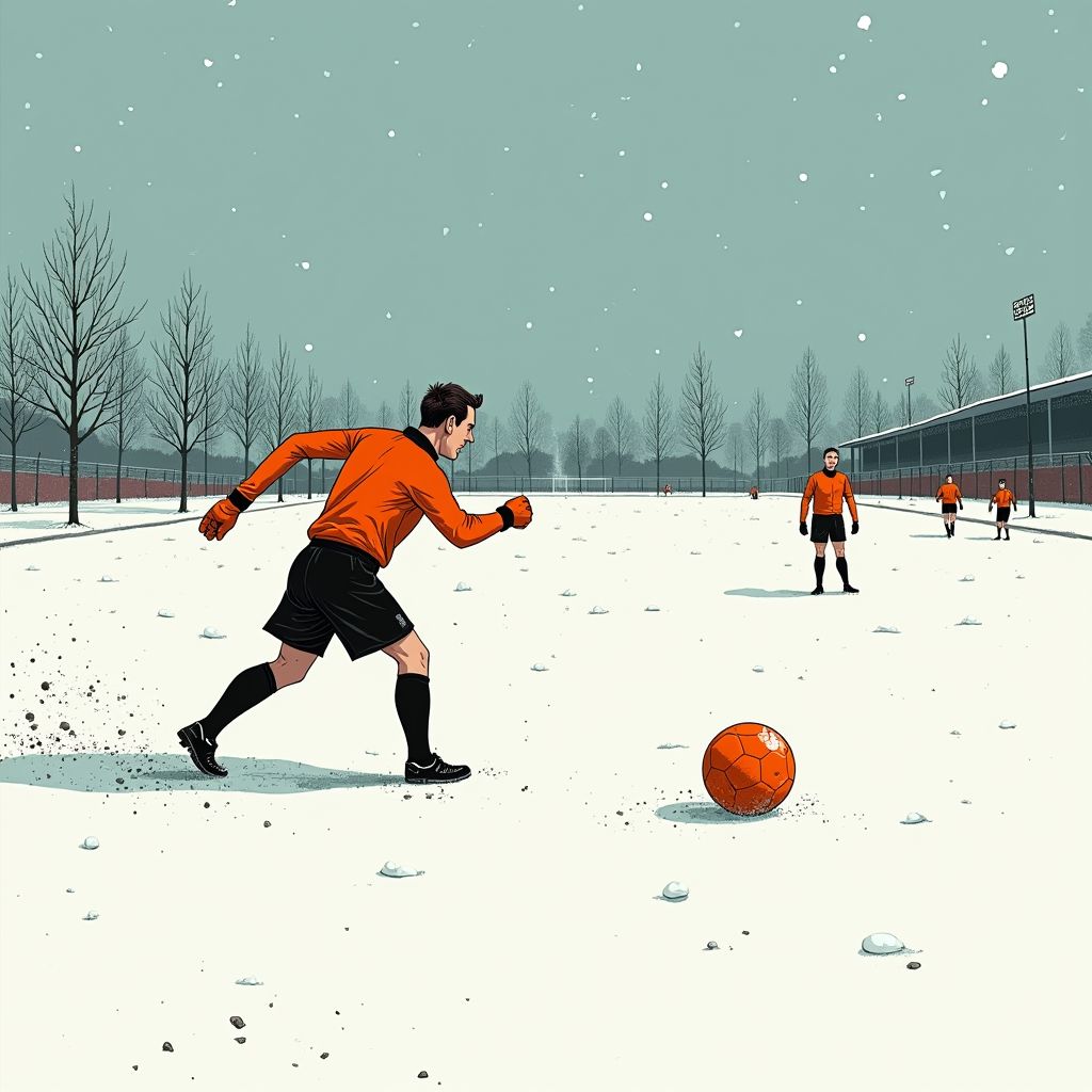 Sneeuw zorgt voor historische staking na zes minuten voetbal in Rotterdam