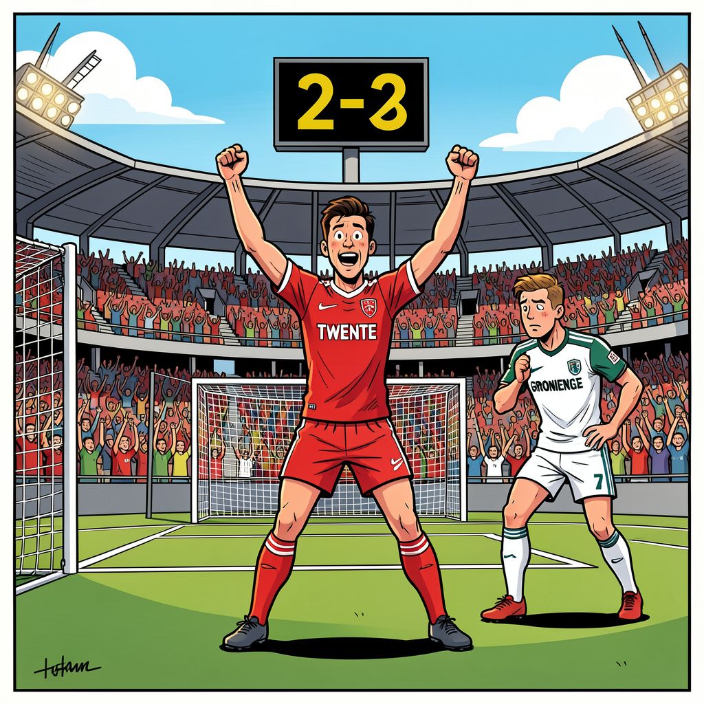 Wout Weghorst redt een zwaarbevochten punt voor FC Twente in Groningen.