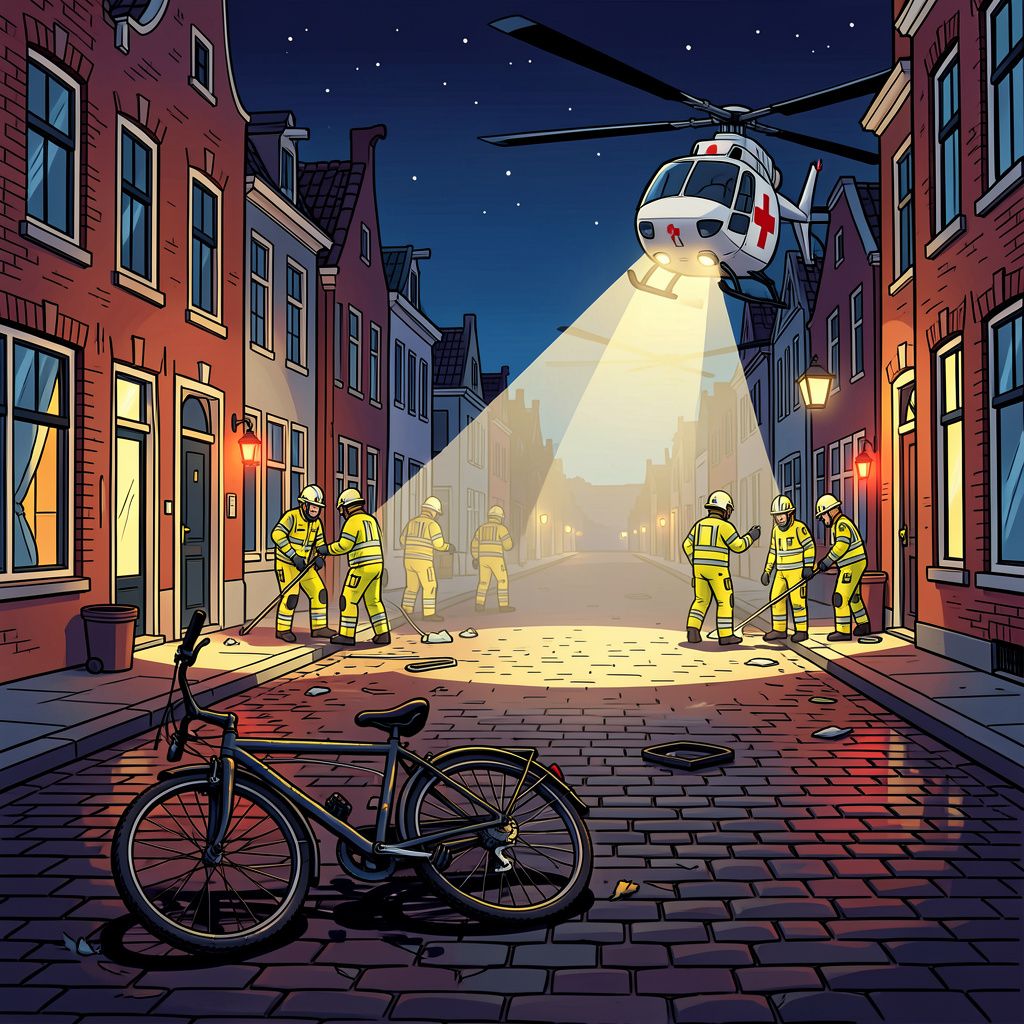 Ernstig fietsongeluk in Twello eist midden in de nacht de inzet van een traumahelikopter.