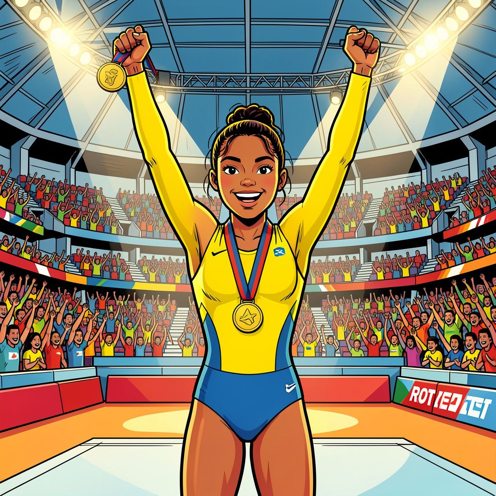 Braziliaanse turnster Rebeca Andrade verovert historisch goud in Rotterdam.