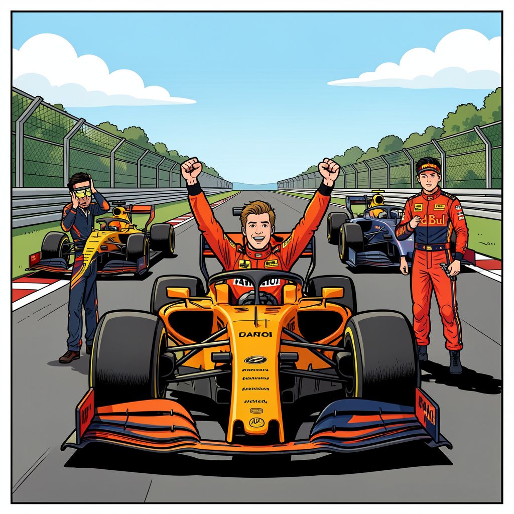 Lando Norris snelt naar de overwinning in Hongarije na drama voor teamgenoot Oscar Piastri.