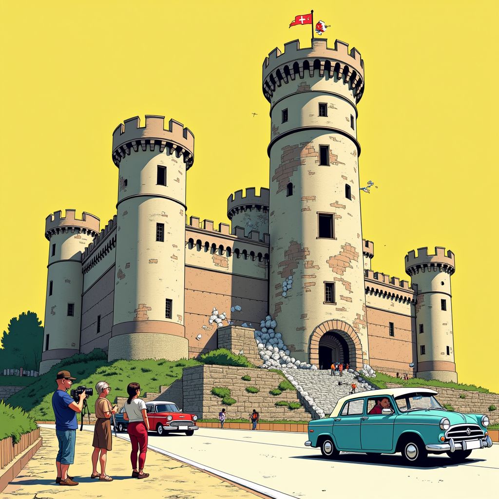 Duizend jaar oude toren valt om dertig minuten voordat toeristen binnen mogen