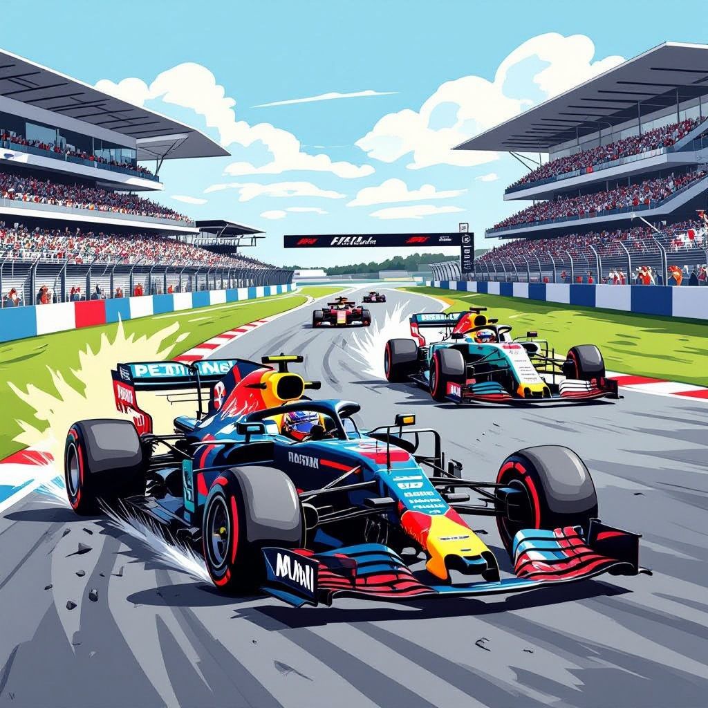 Een kapotte achtervleugel gooit Max Verstappen in de grindbak terwijl Charles Leclerc eindelijk weer eens wint.