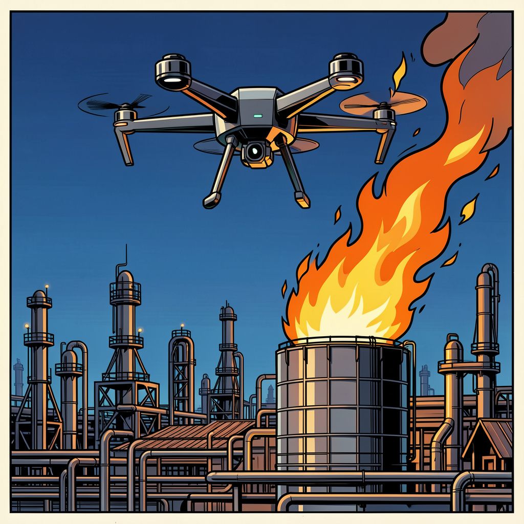 Houthi-rebellen bestoken een Saoedische olieraffinaderij met een drone en zetten de energiemarkt op scherp.