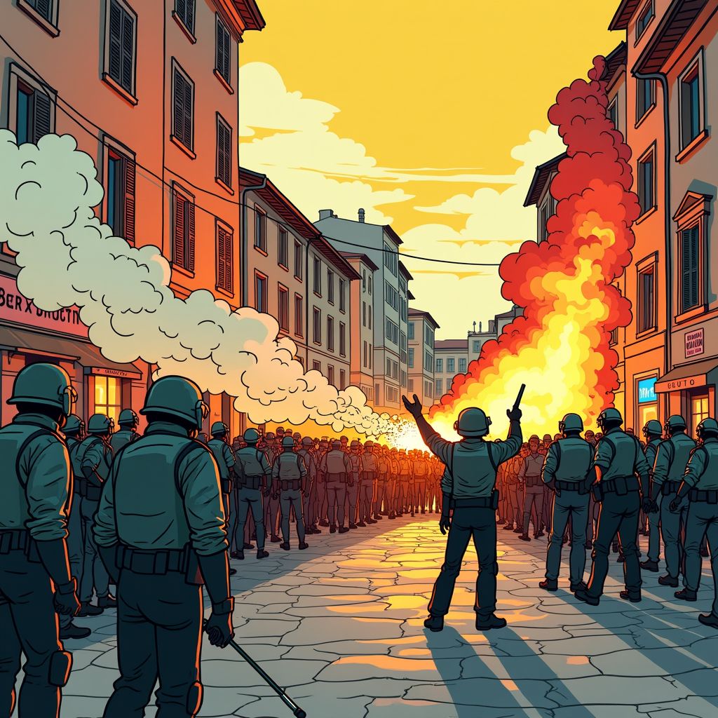 Molotovcocktails vliegen door Turijn terwijl 50.000 demonstranten de stad platleggen