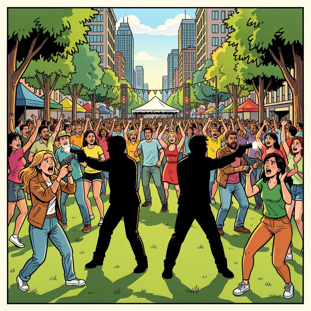 Schutters beschieten elkaar midden op een druk salsafestival in Toronto.