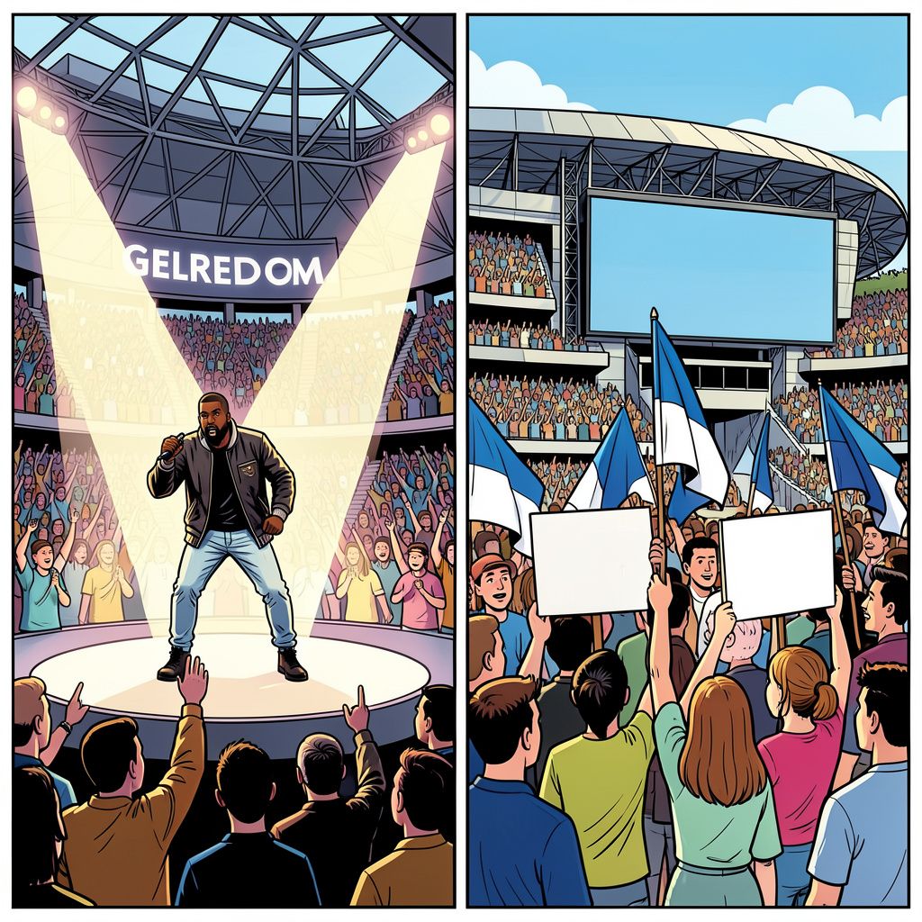 Ye betoverde 35.000 fans in Arnhem, maar buiten het stadion vertelde een heel ander verhaal