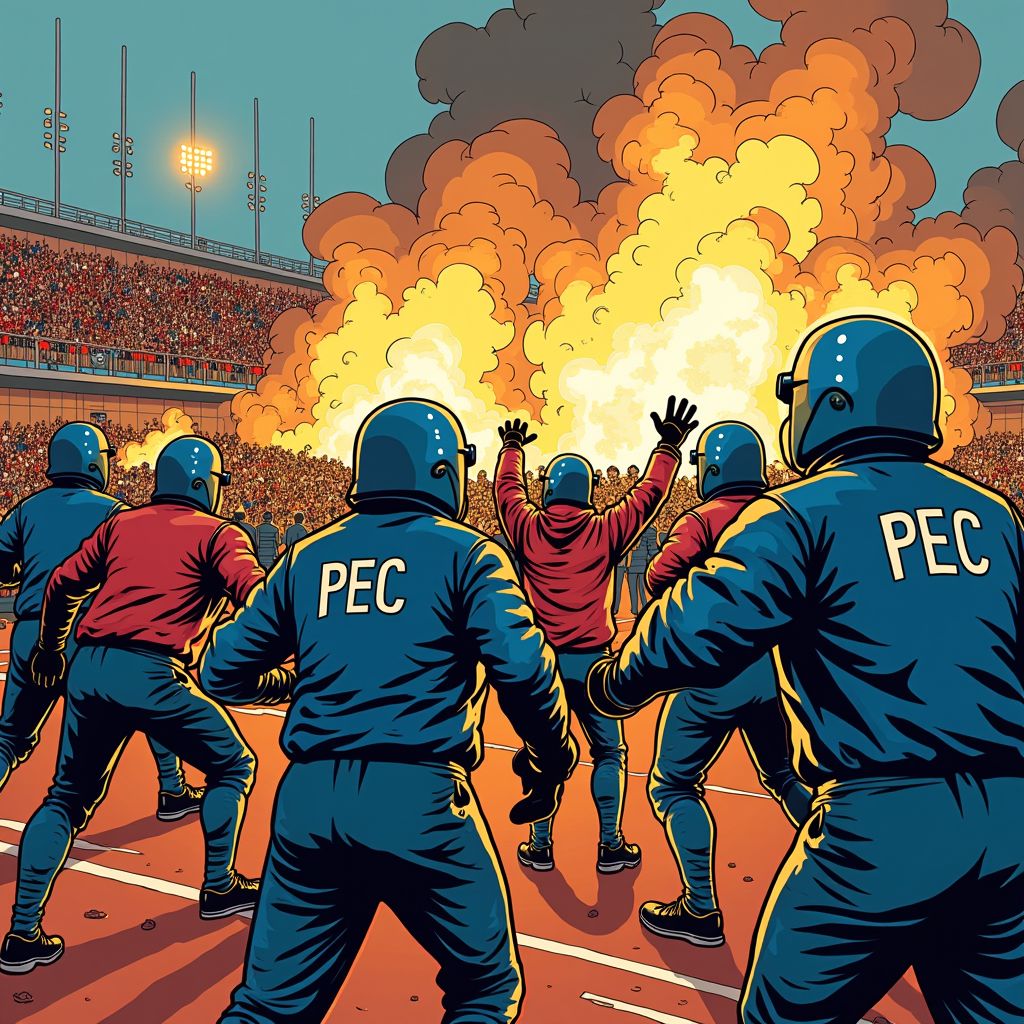 PEC-supporters weigeren gezichtsbedekking af te doen en zorgen voor anderhalf uur uitstel van IJsselderby