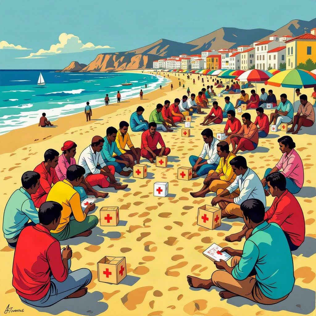 Honderden migranten weigeren voedsel op het strand van Ceuta voor asiel.