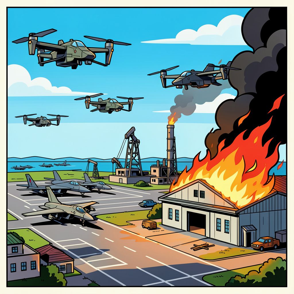Oekraïense drones treffen vannacht een Russische vliegbasis en een olieraffinaderij diep in vijandelijk gebied.
