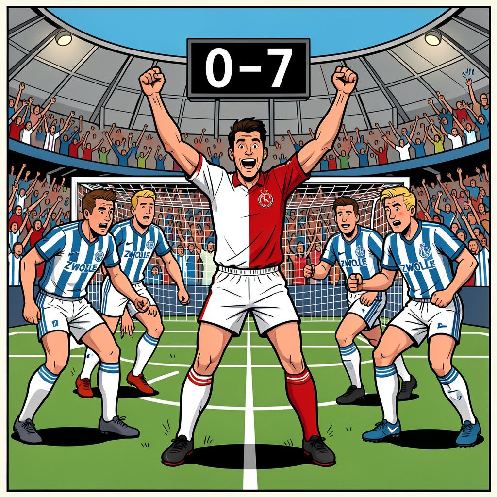 Feyenoord verpulvert PEC Zwolle met een historische zevenklapper.