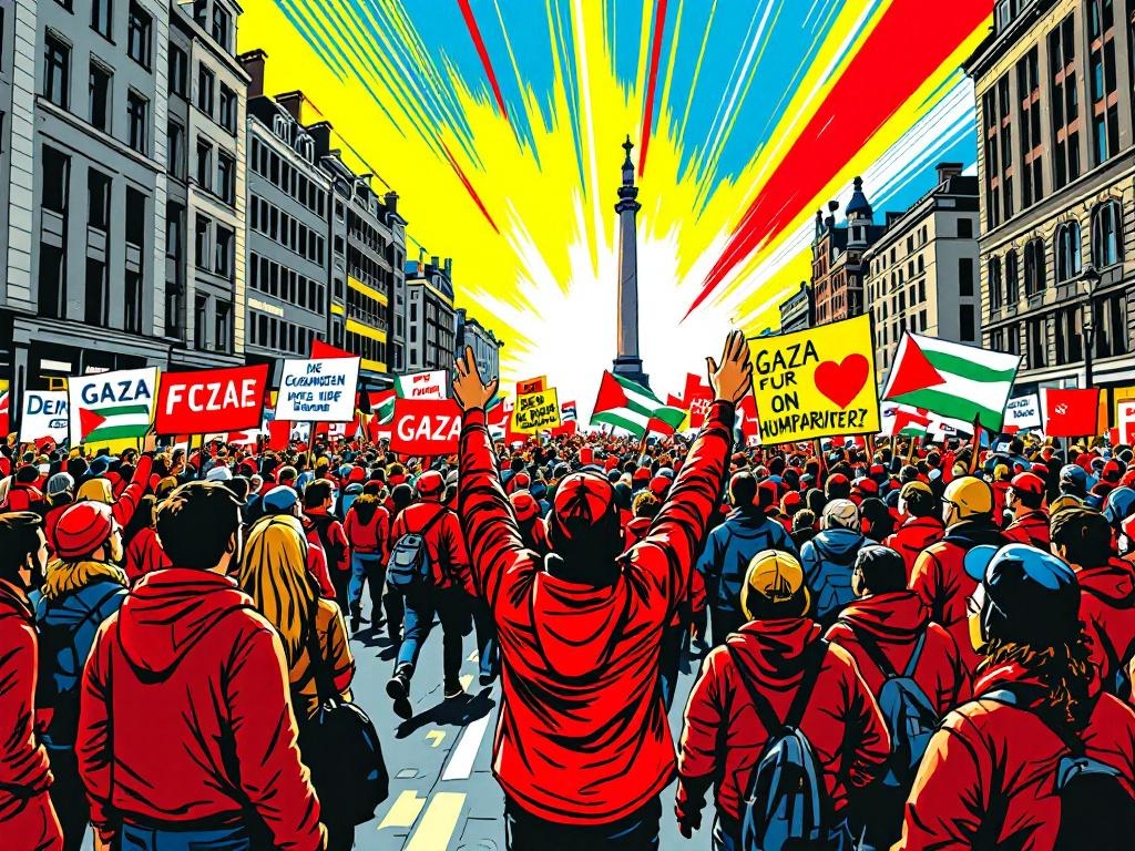 Massa in het Rood: Demonstranten Trekken Opnieuw de Rode Lijn voor Gaza