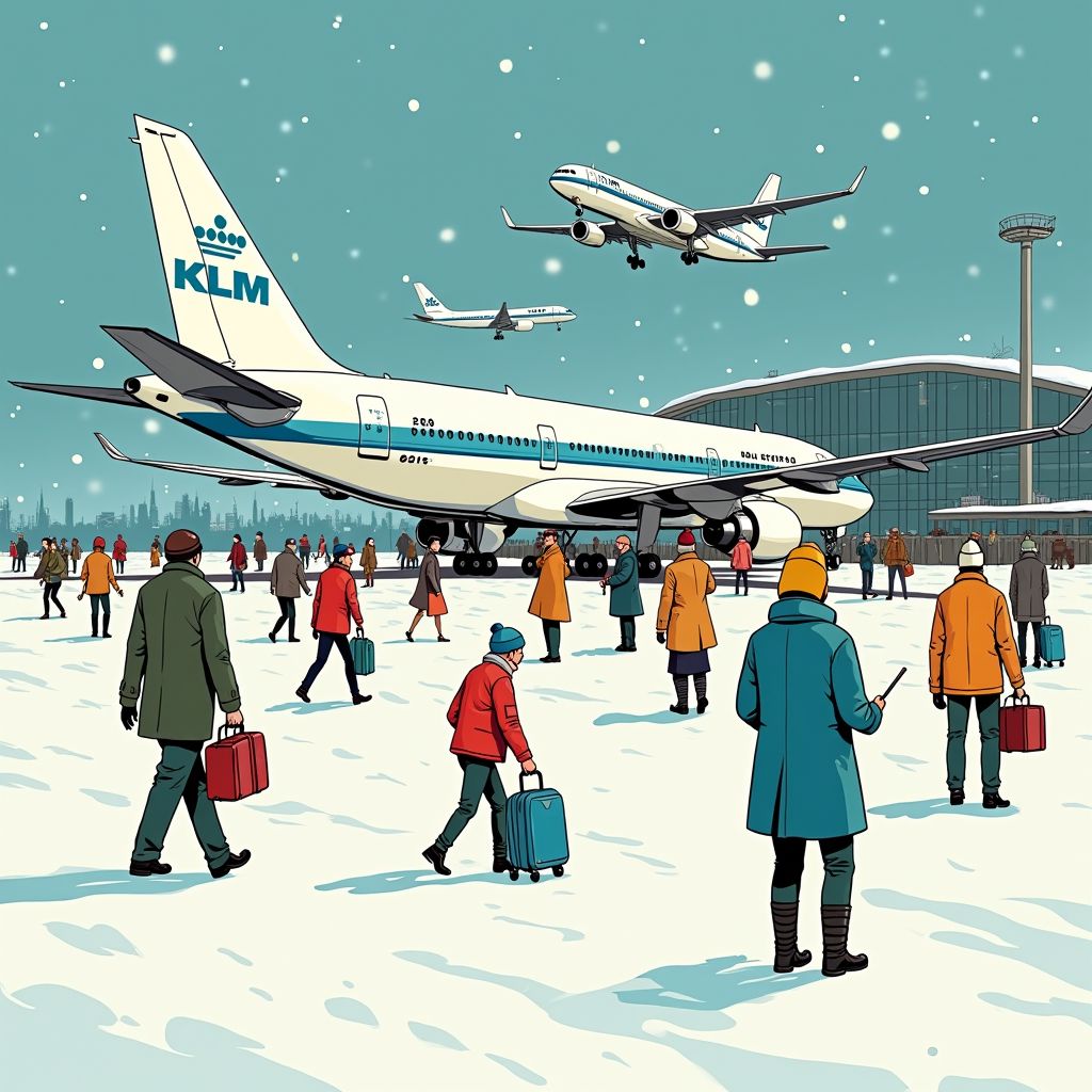 Schiphol ligt compleet plat door sneeuwchaos en KLM schrapt bijna 300 vluchten