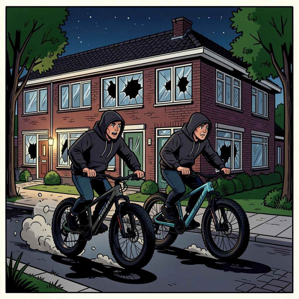 Kogels vliegen door Haagse ruiten terwijl de daders vluchten op een fatbike.