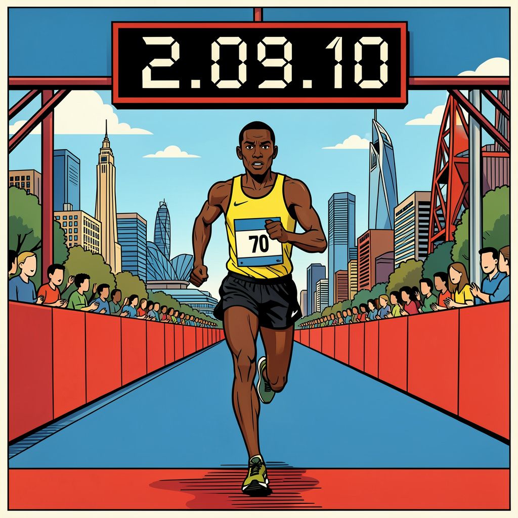 Eliud Kipchoge pakt op 41-jarige leeftijd de zege in Melbourne met een parcoursrecord.