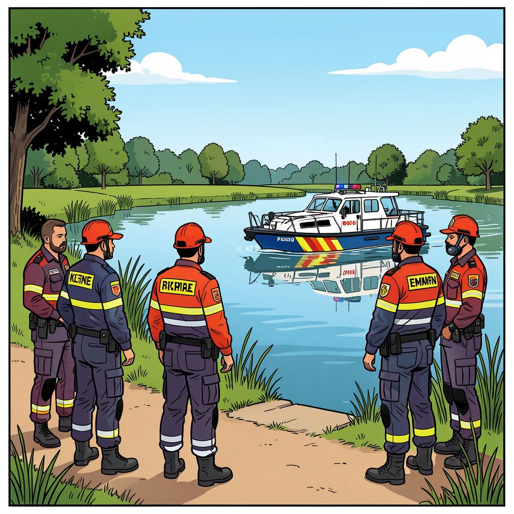 Hulpdiensten vinden overleden persoon in de Kleine Rietplas in Emmen.