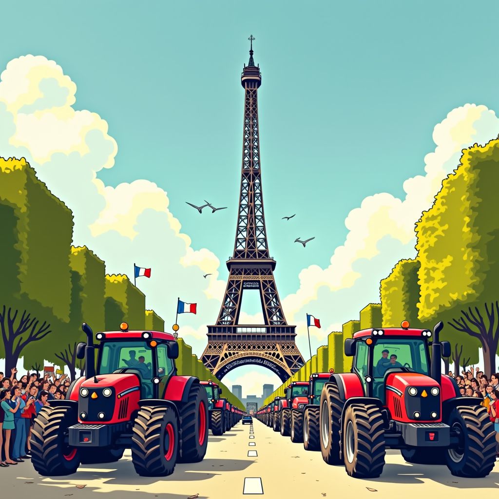 Franse boeren bezetten Parijs met honderden tractoren tegen handelsdeal