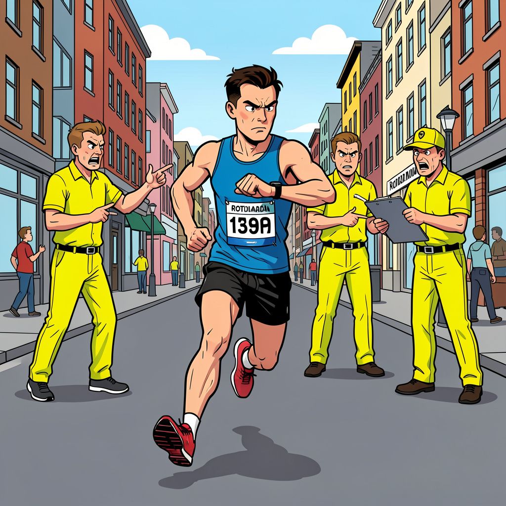 Een marathonloper rent sneller dan het wereldrecord en valt direct door de mand.