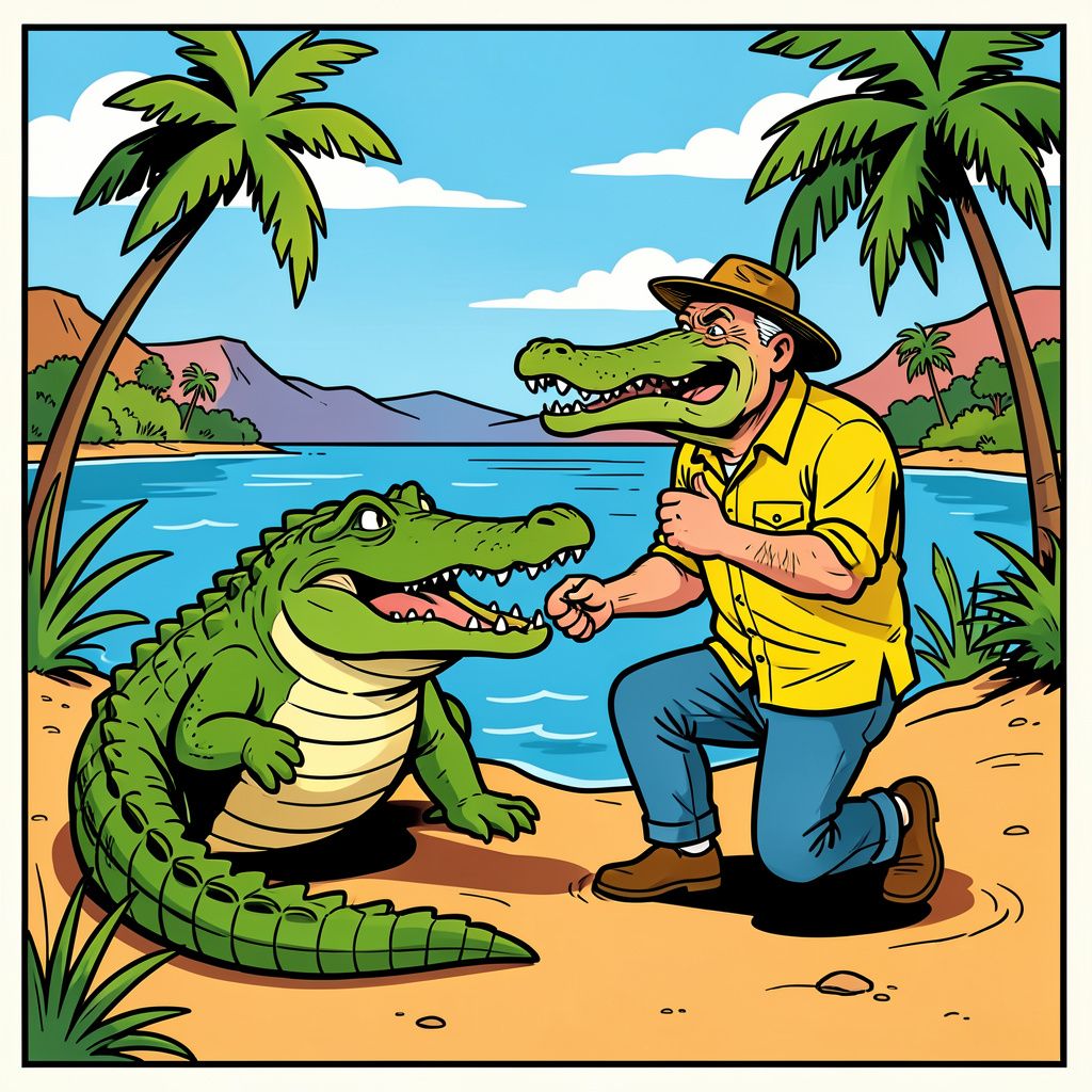 Freek Vonk lacht om krokodillenbeet tijdens opnames: 'Klein liefdesbeetje van zeekrokodil'