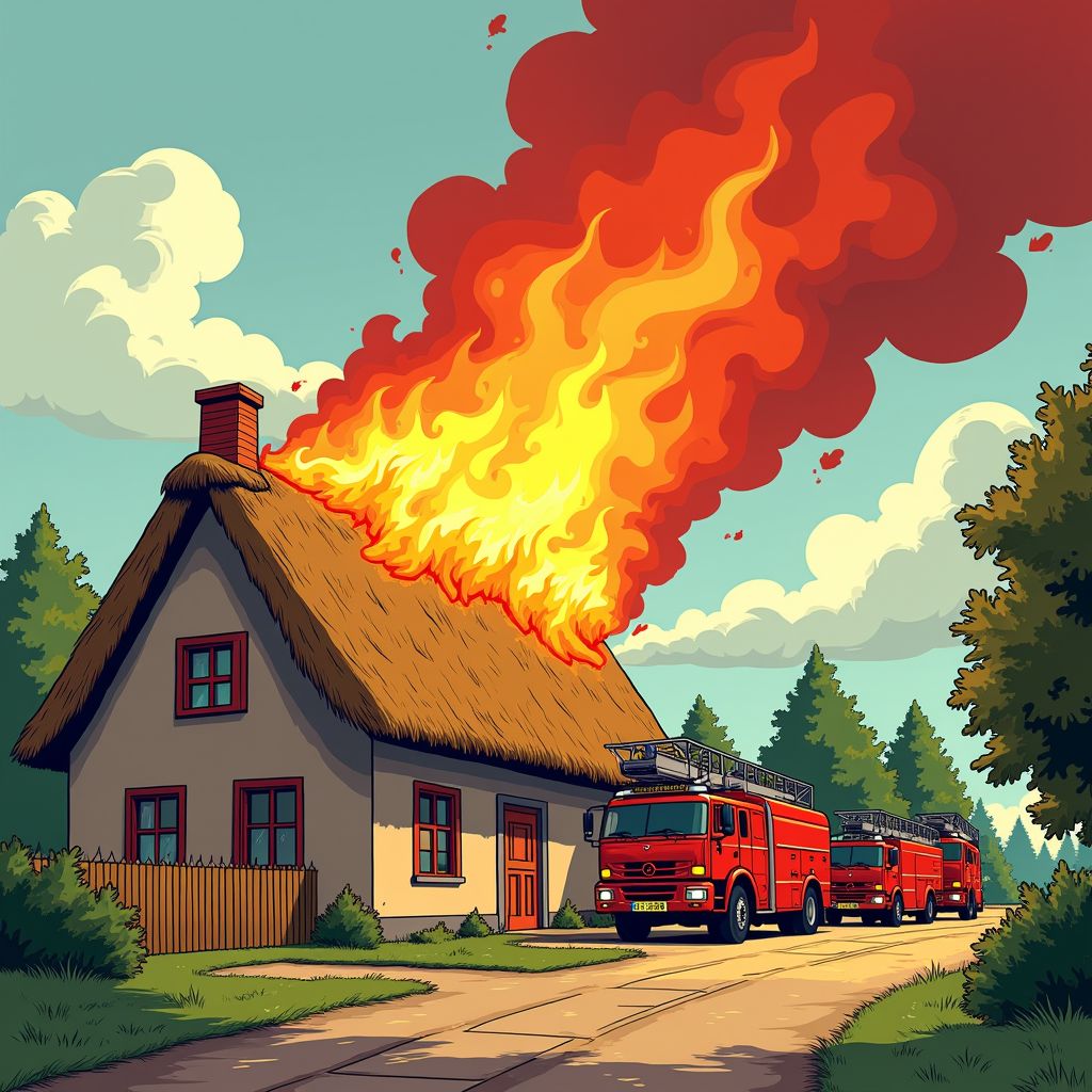 Felle oostenwind jaagt brand door rieten dak en bedreigt basisschool in Ommen