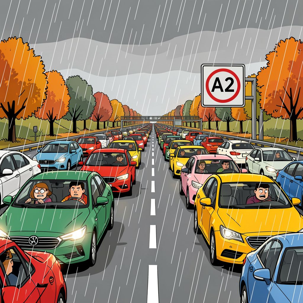 De herfstvakantie begint nat en druk met dubbel zoveel files op onze snelwegen.