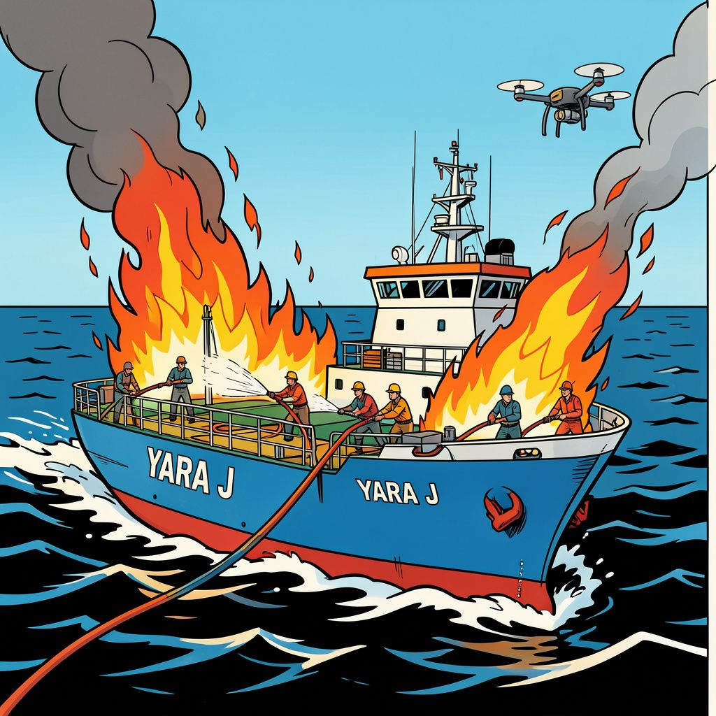 Mogelijke droneaanval veroorzaakt brand op een vrachtschip voor de Roemeense kust.