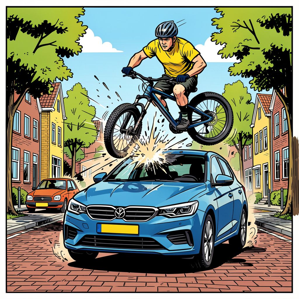 Een fatbiker botst hard op een auto in Apeldoorn en belandt op de voorruit.