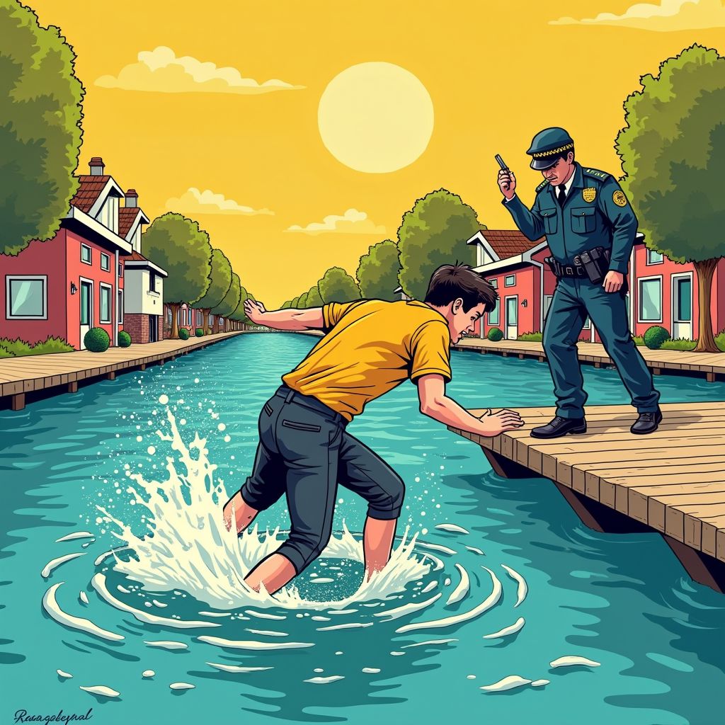 Een 20-jarige man rolt zichzelf het water in nadat hij wordt getaserd tijdens drugsvlucht