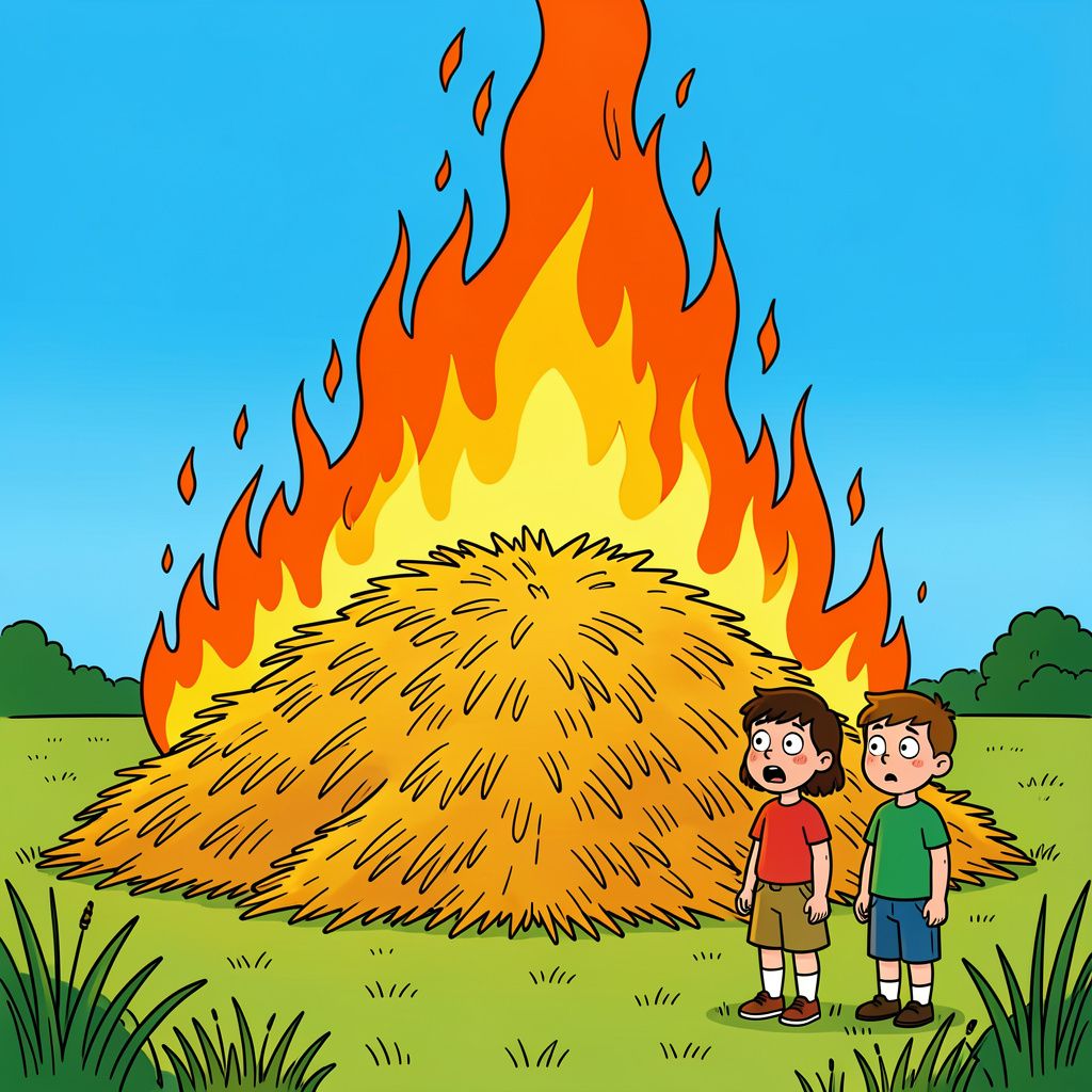 Spelende kinderen leggen per ongeluk zestig ton kostbaar natuurhooi in de as.