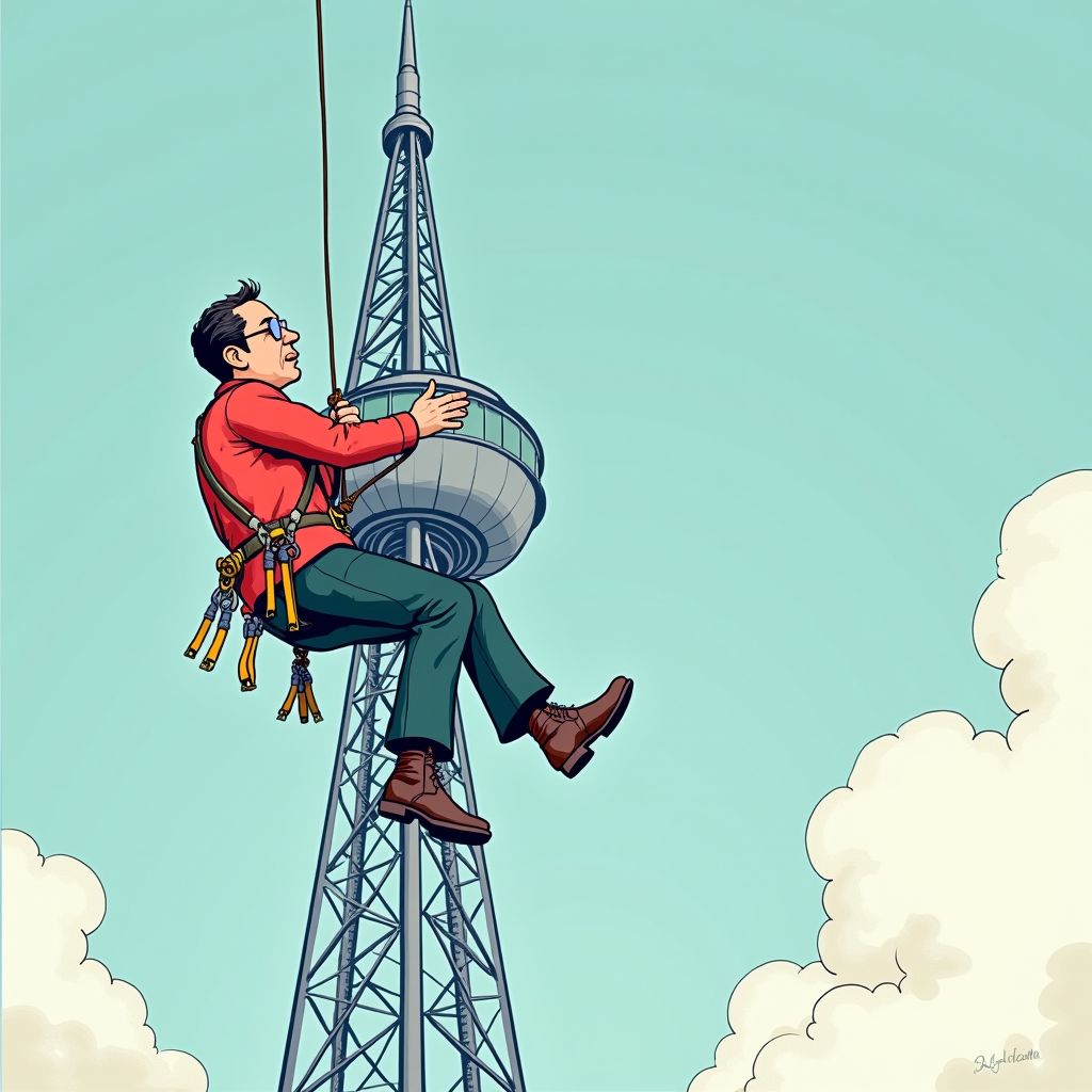 Burgemeester Schouten moet nu echt aan een touw van de Euromast