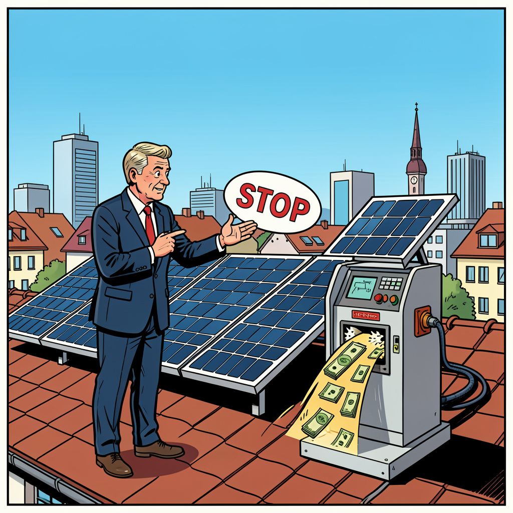 Duitsland stopt met de gratis geldmachine voor nieuwe zonnepanelen om het stroomnet te redden.